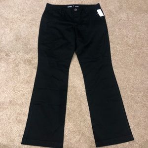NWT, 10 Petite, Black Mid-Rise Boot-Cut Khakis
